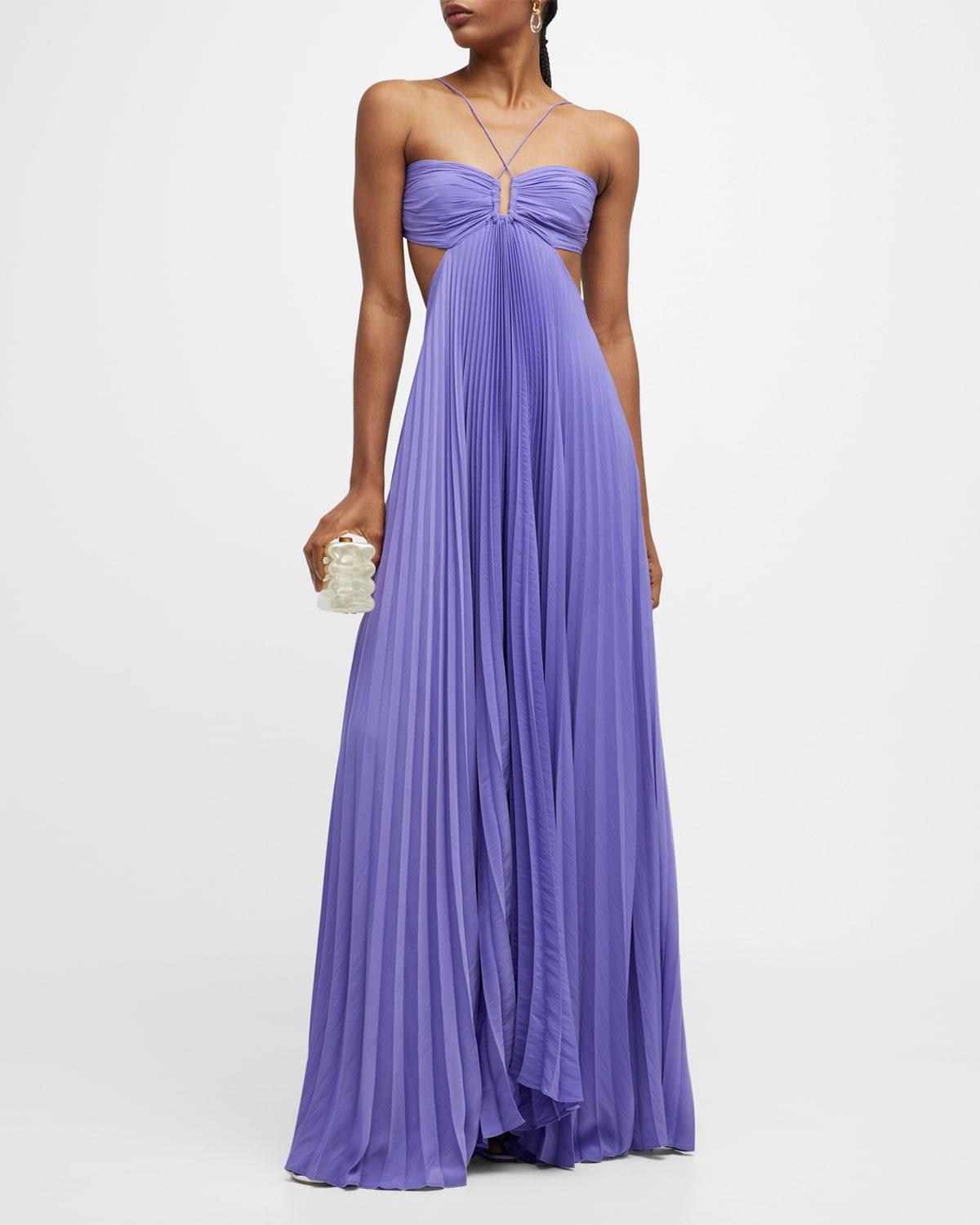 1970's Halston Couture Purple Silk Strapless Tube-Top Maxi Dress Set -  Timeless Vixen