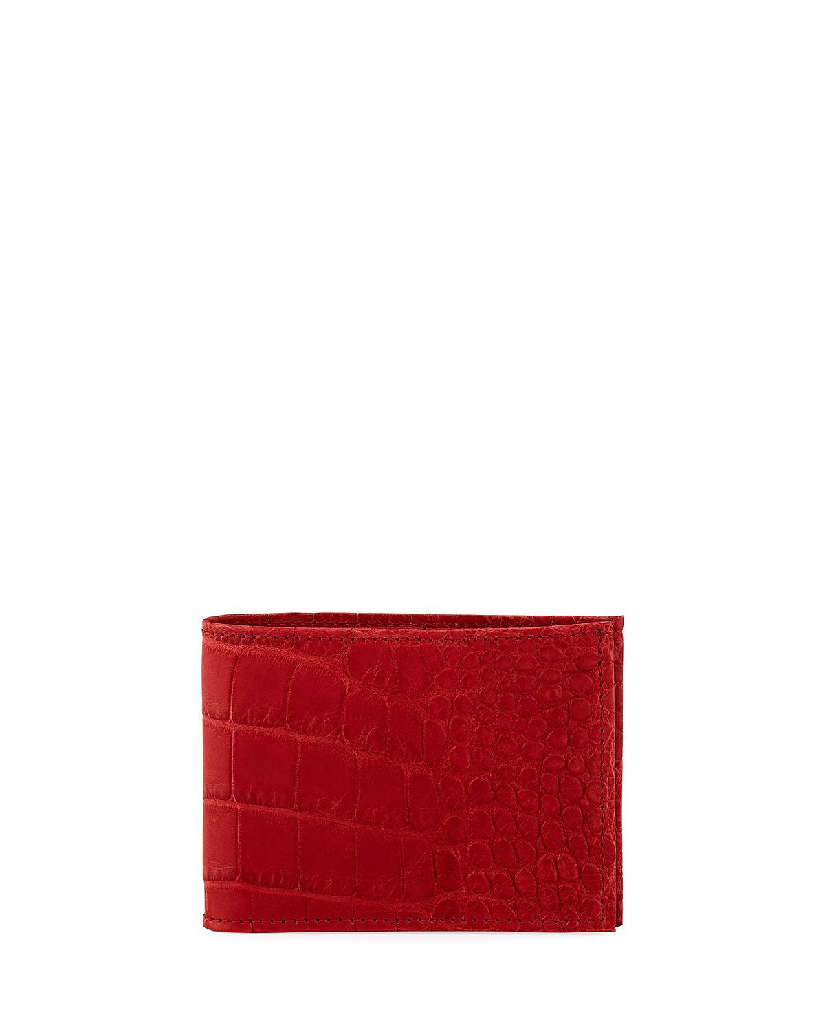 Neiman Marcus Alligator Bi-fold Wallet in Red for Men - Lyst