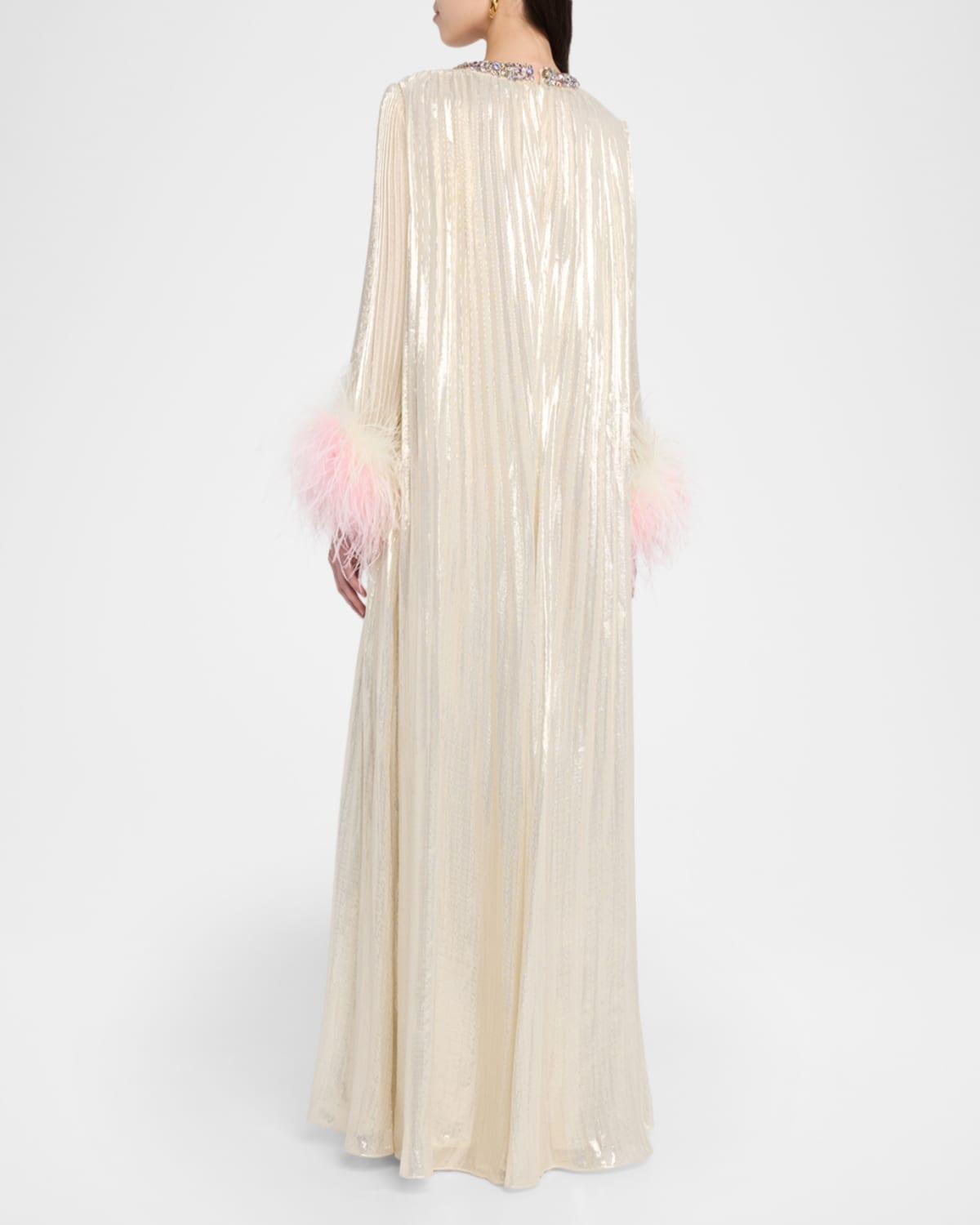 sachin and babi light blue dress self-portrait Satin Diamante Maxi Dress in Champagne