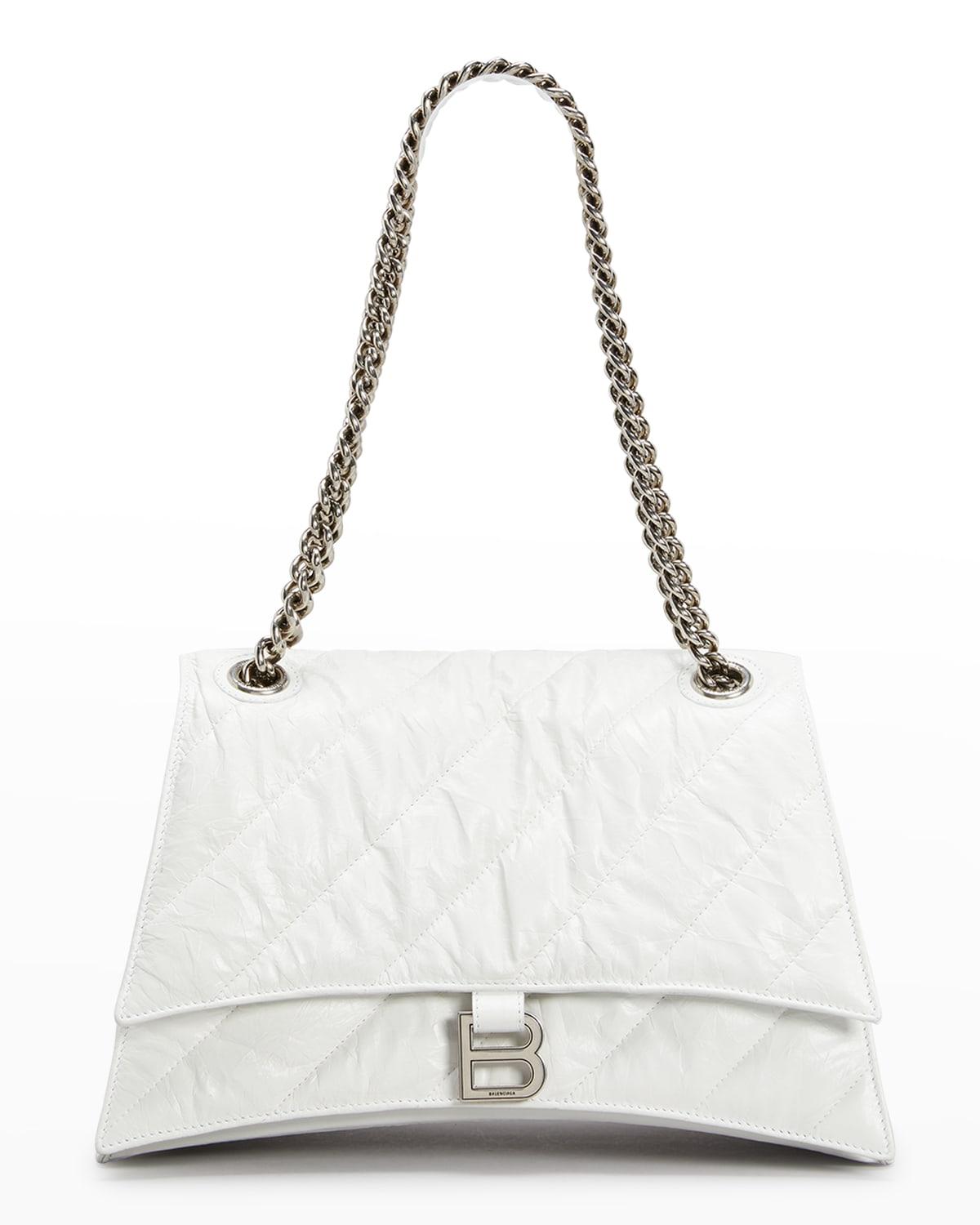Balenciaga Crush Medium Quilted Chain Shoulder Bag in White Lyst