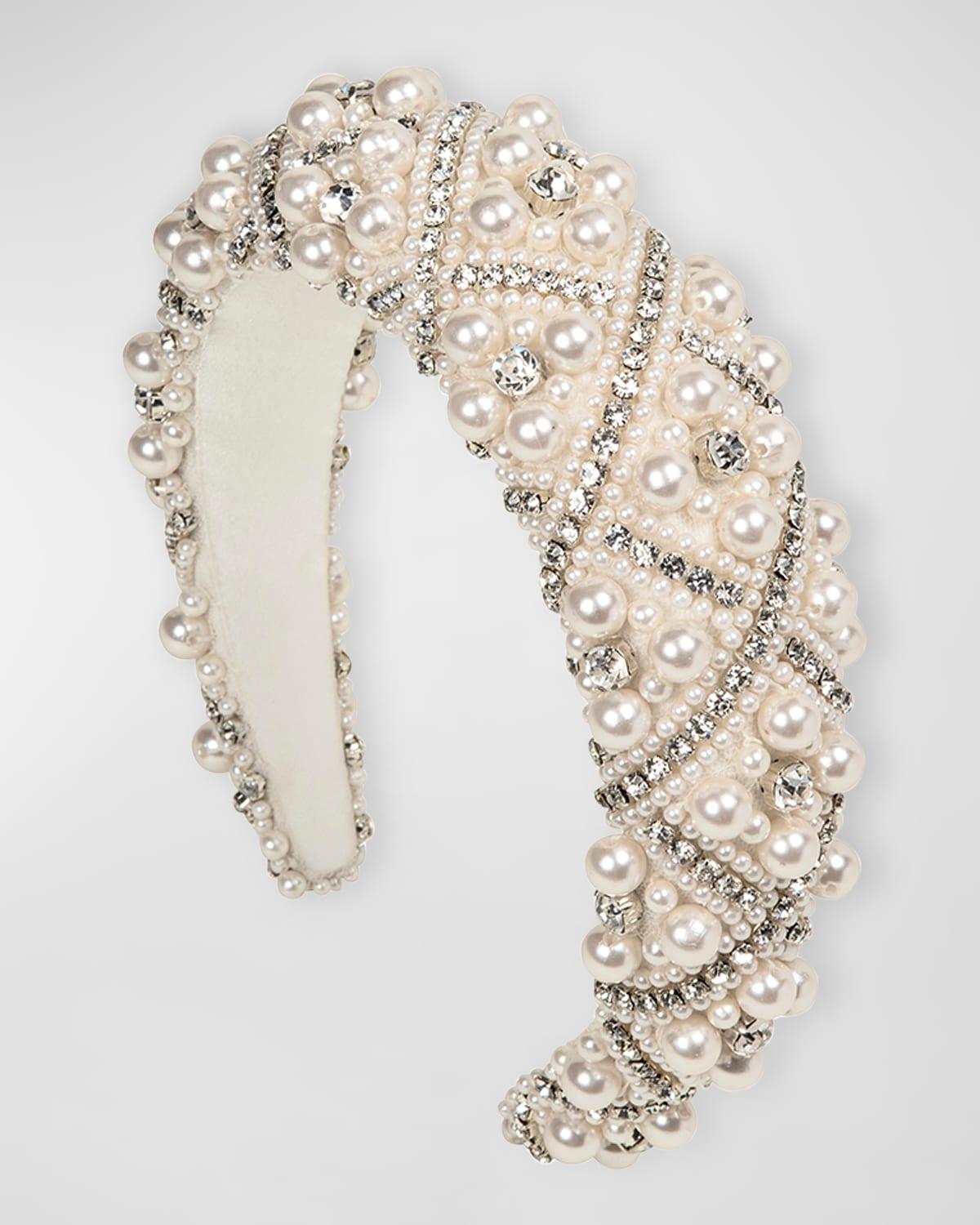 Jennifer Behr Marilyn Embellished Headband in White | Lyst