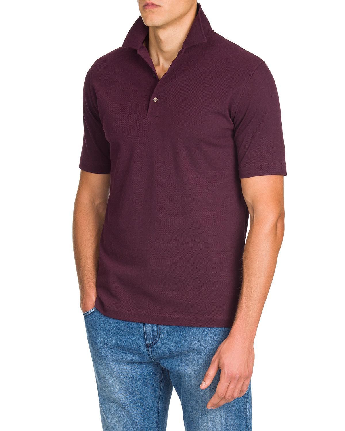 Isaia Cottonpiqué Polo Shirt in Purple for Men Save 9 Lyst