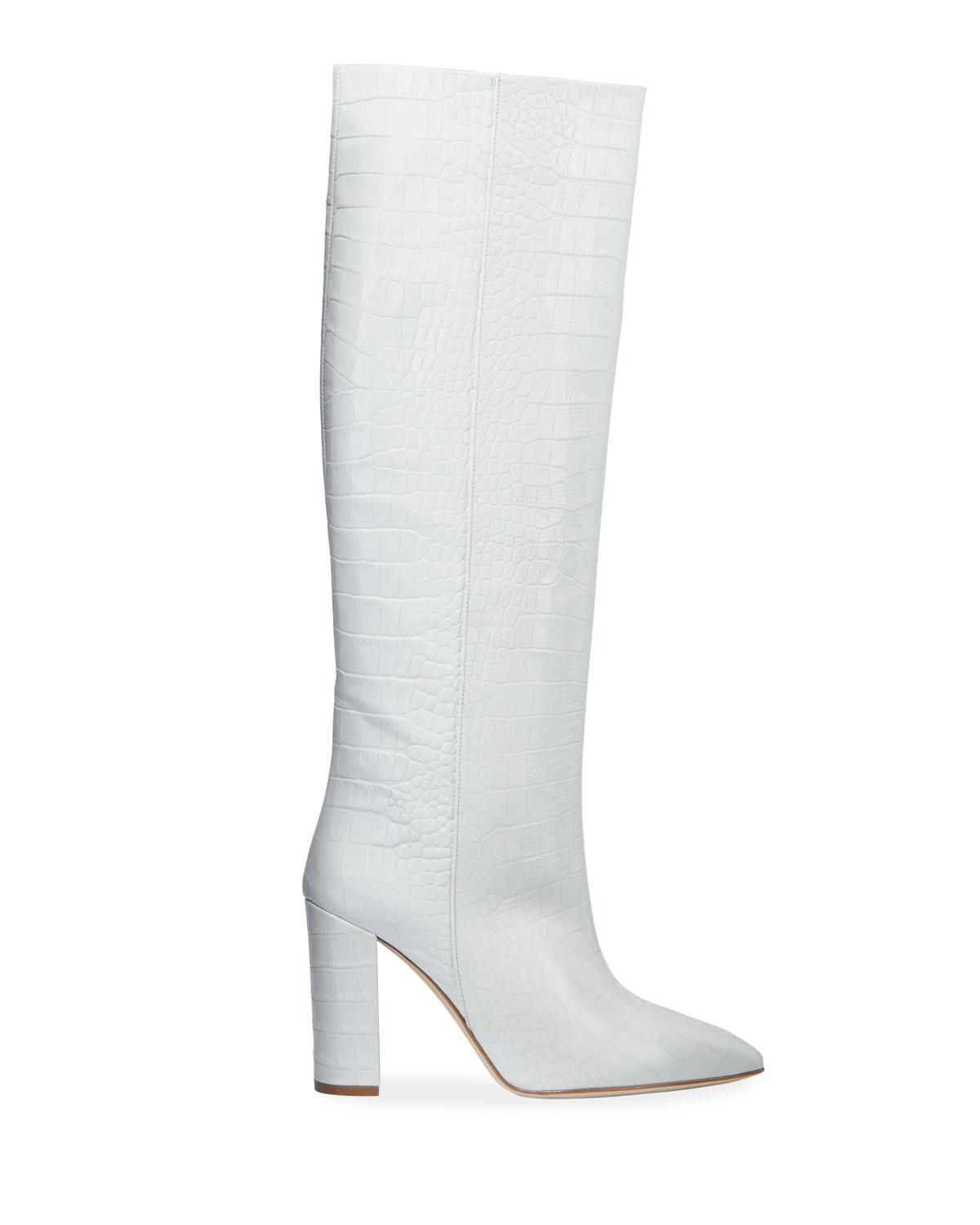 white croc boots knee high