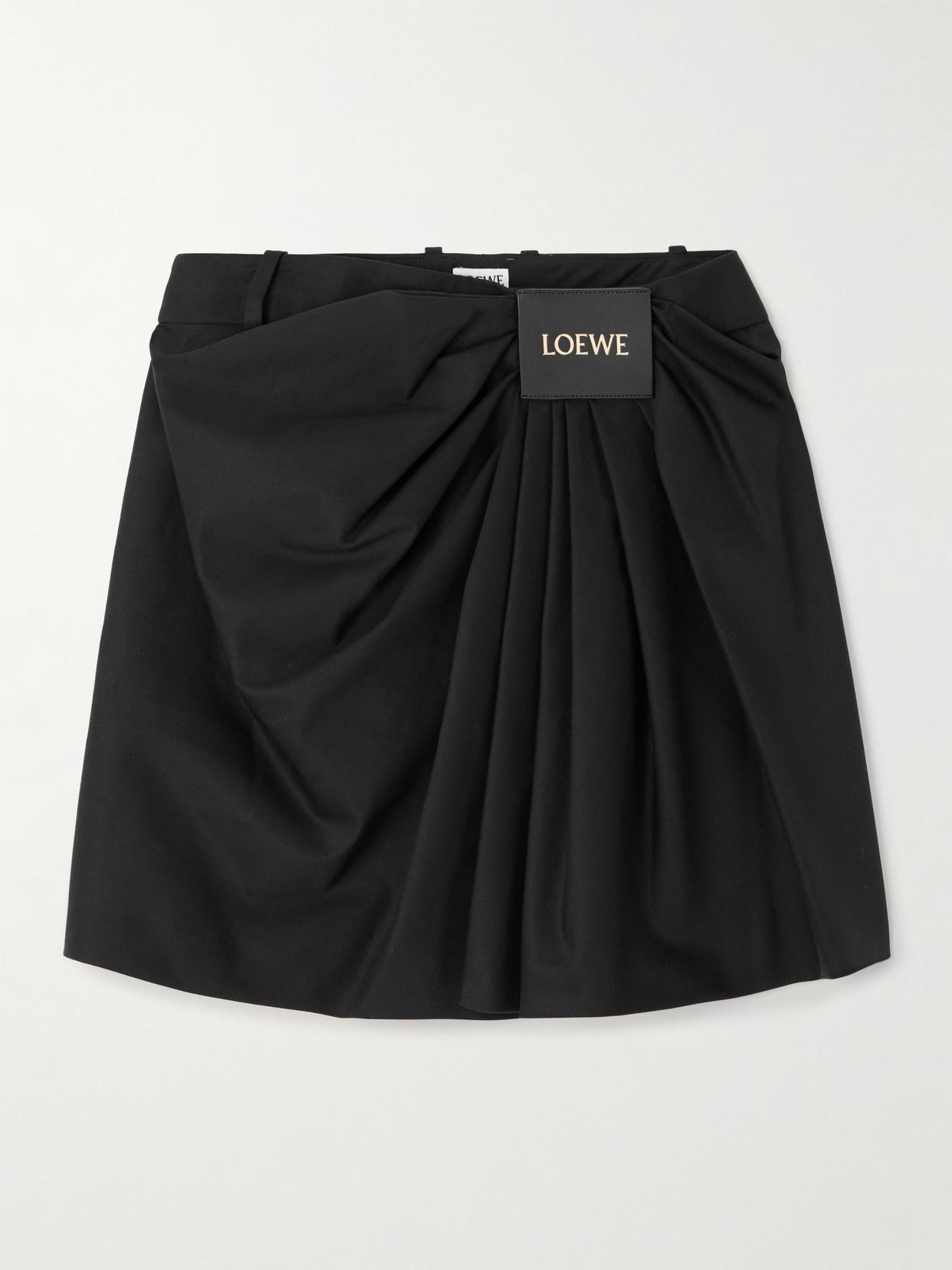 【関税&送料込】Loewe Black Cotton Blend Mini Skirt Mini skirt in cotton and silk Black - LOEWE