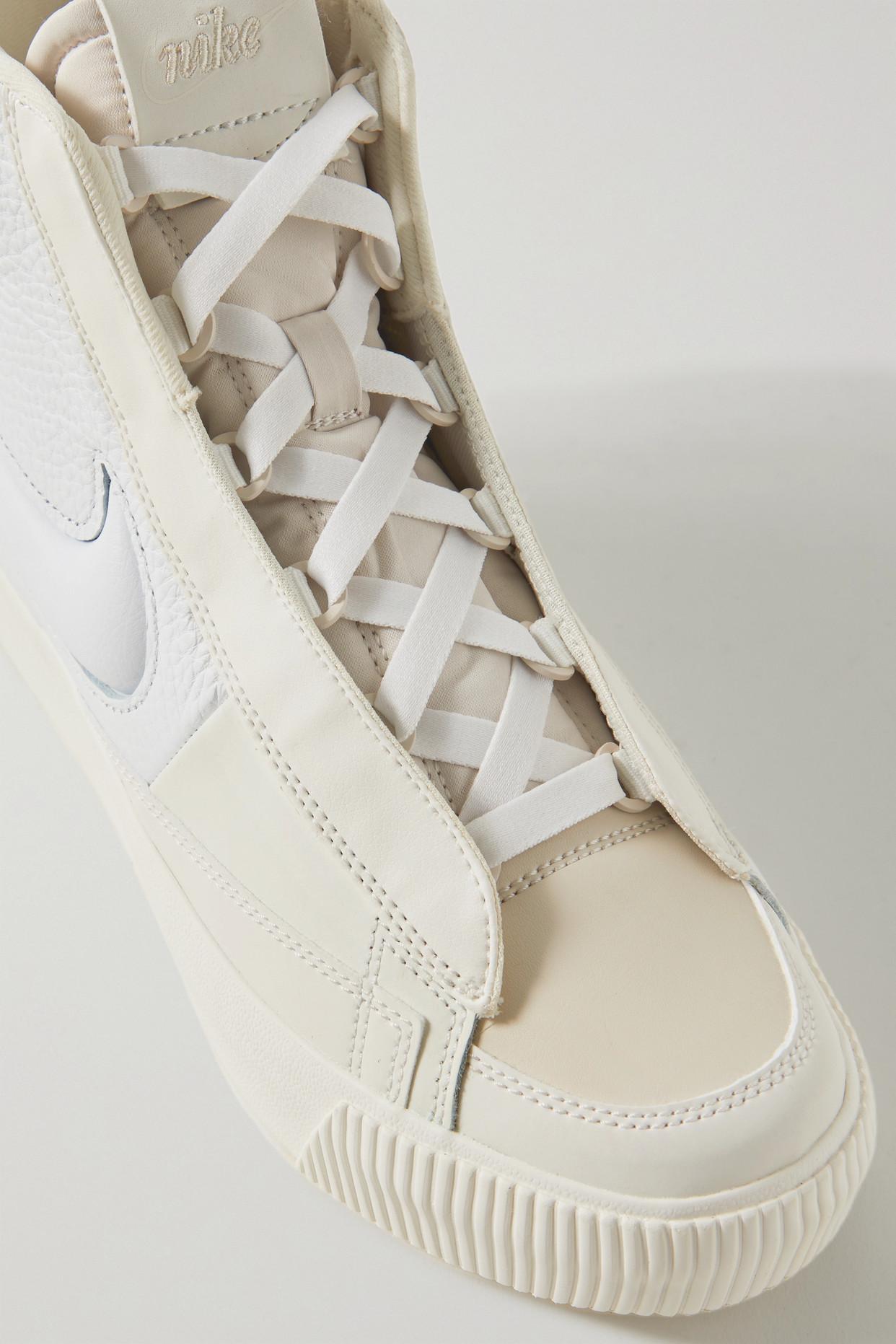 Nike Blazer Mid Victory Smooth And Textured-leather Sneakers in White | Lyst
