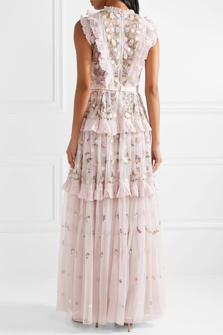 needle & thread rainbow ditsy embellished tulle gown