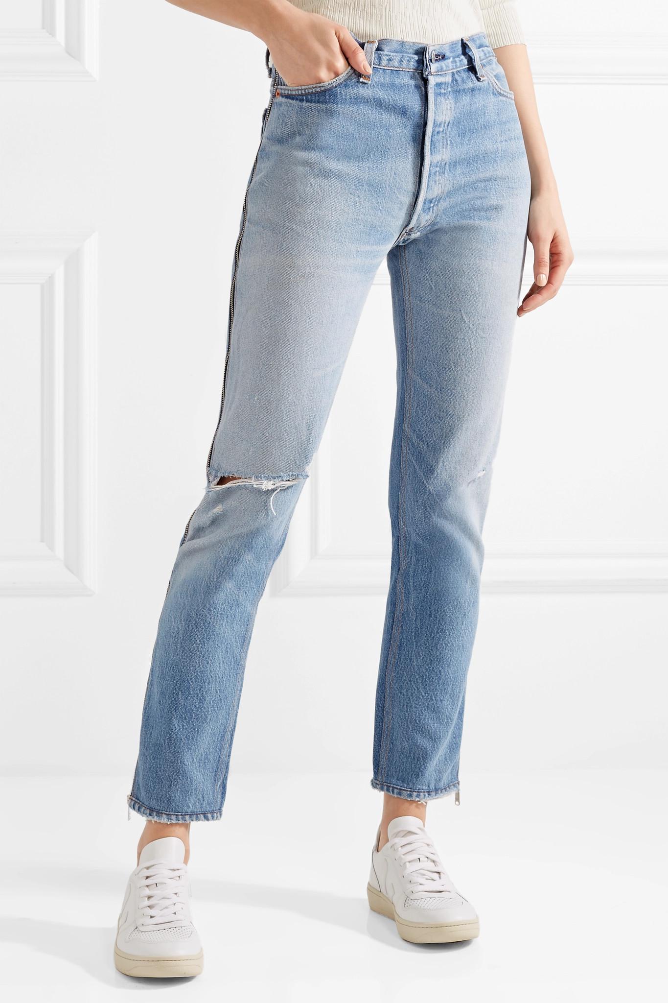 redone straight leg jeans