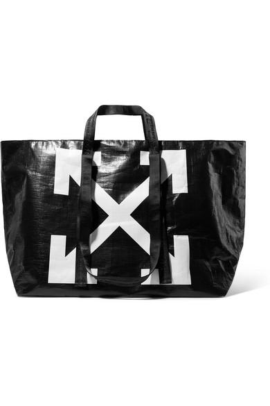 OFF-WHITE: Off White commercial tote bag in nylon - White  Off-White tote  bags OWNA143R21FAB001 online at