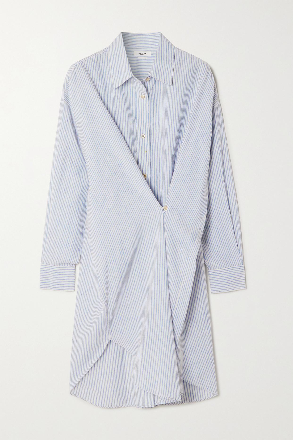Étoile Isabel Marant Seen Gathered Striped Linen-blend Shirt Dress in Blue | Lyst