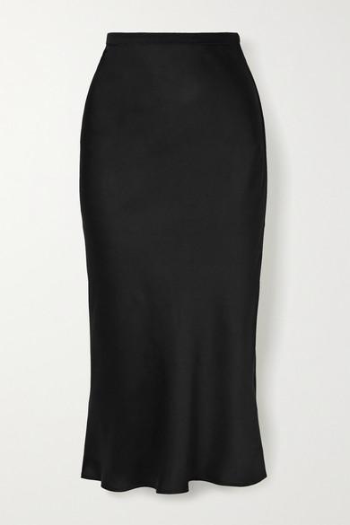 Anine Bing Bar Silk-satin Midi Skirt in Black - Lyst