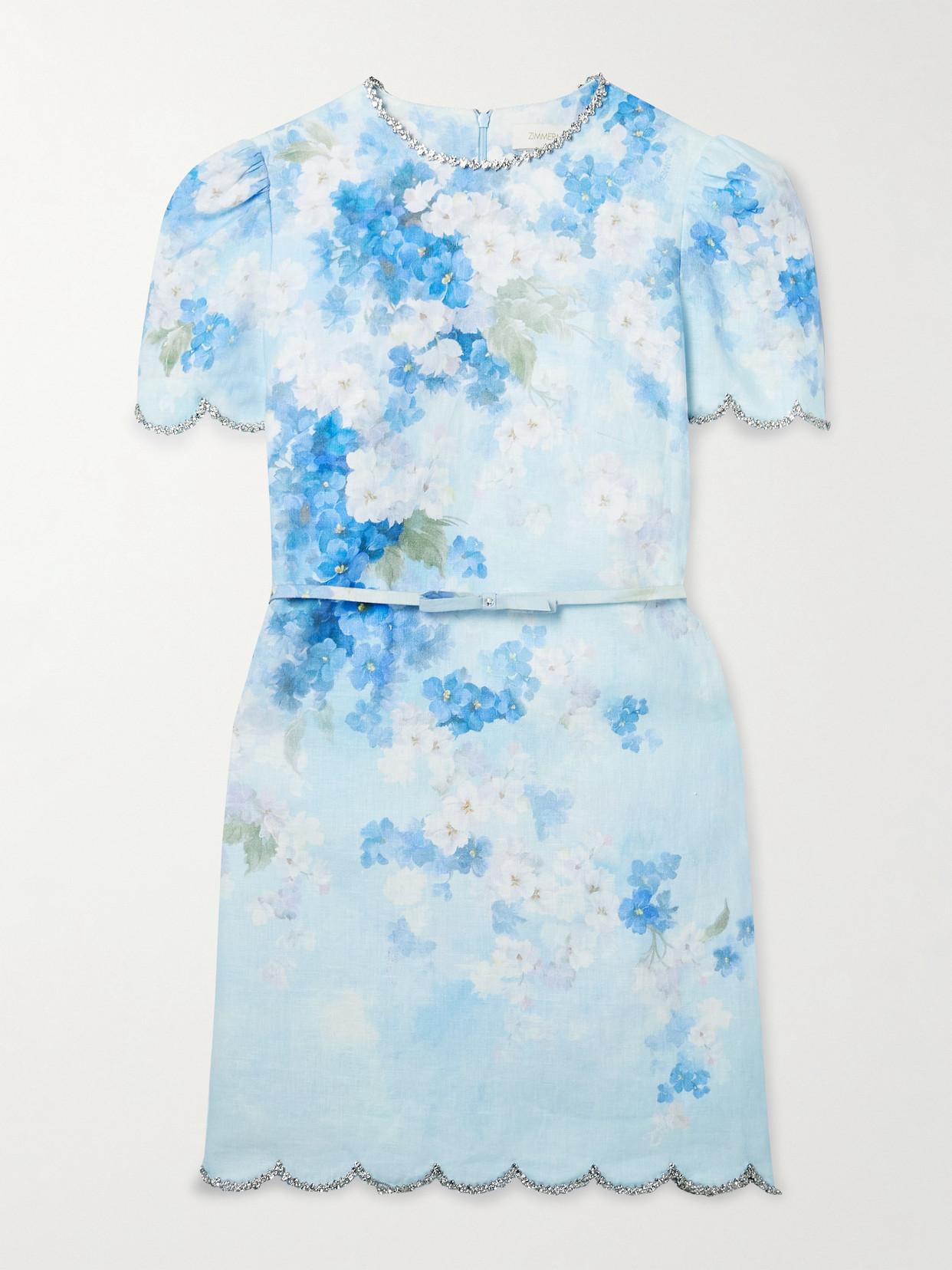 chinese dress ladies Zimmermann Belted floral-print linen mini shirt dress - BOPF main image 0