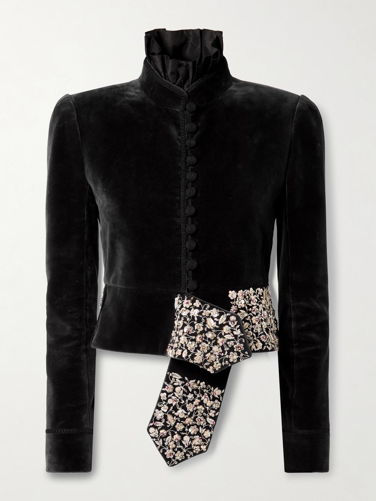 Women Jacket Embroidery Coat Long Sleeve Outerwear O-Neck Vintage 