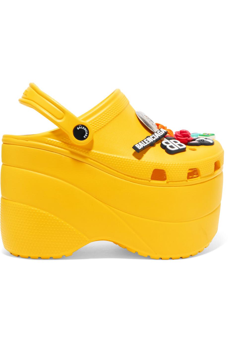 Balenciaga + Crocs Embellished Rubber Platform Sandals in Yellow | Lyst