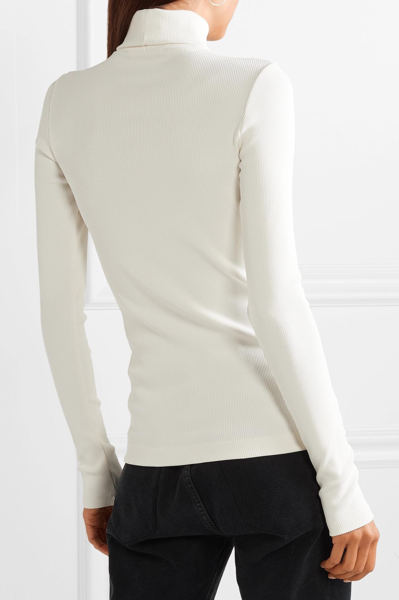 Goldsign The Rib Stretch Cotton-blend Turtleneck Top in Ivory (White ...