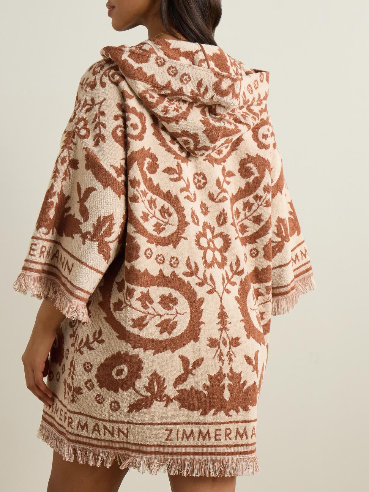 【Zimmermann】Wylie hooded frayed cotton-terry mini dress Zimmermann WYLIE HOODED TOWELING DRESS | REVERSIBLE