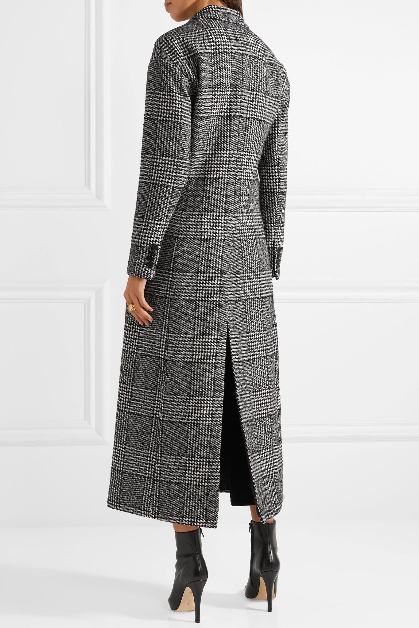 MICHAEL Michael Kors Double-breasted Checked Wool-blend Coat in Black ...