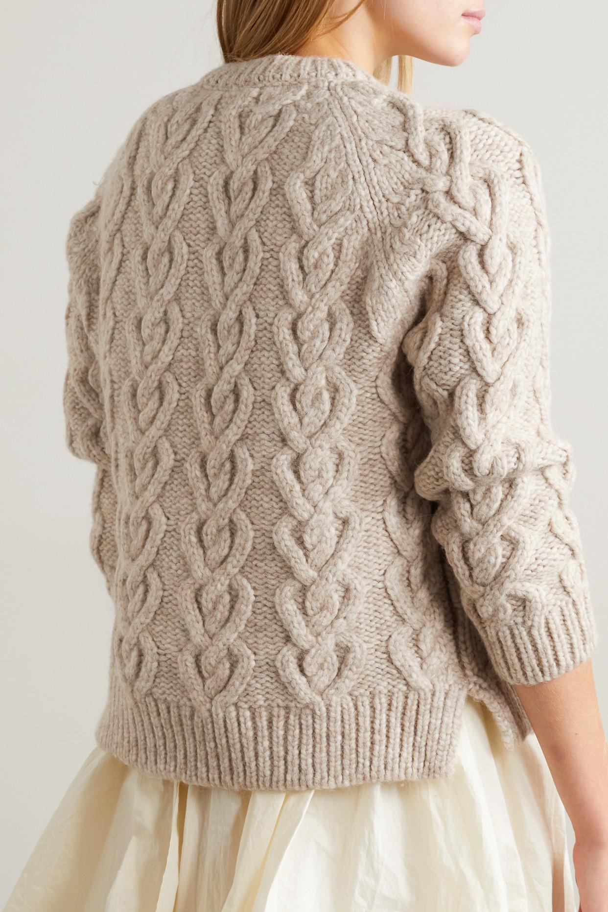 Simone Rocha Faux Pearl-embellished Cable-knit Cardigan in Natural