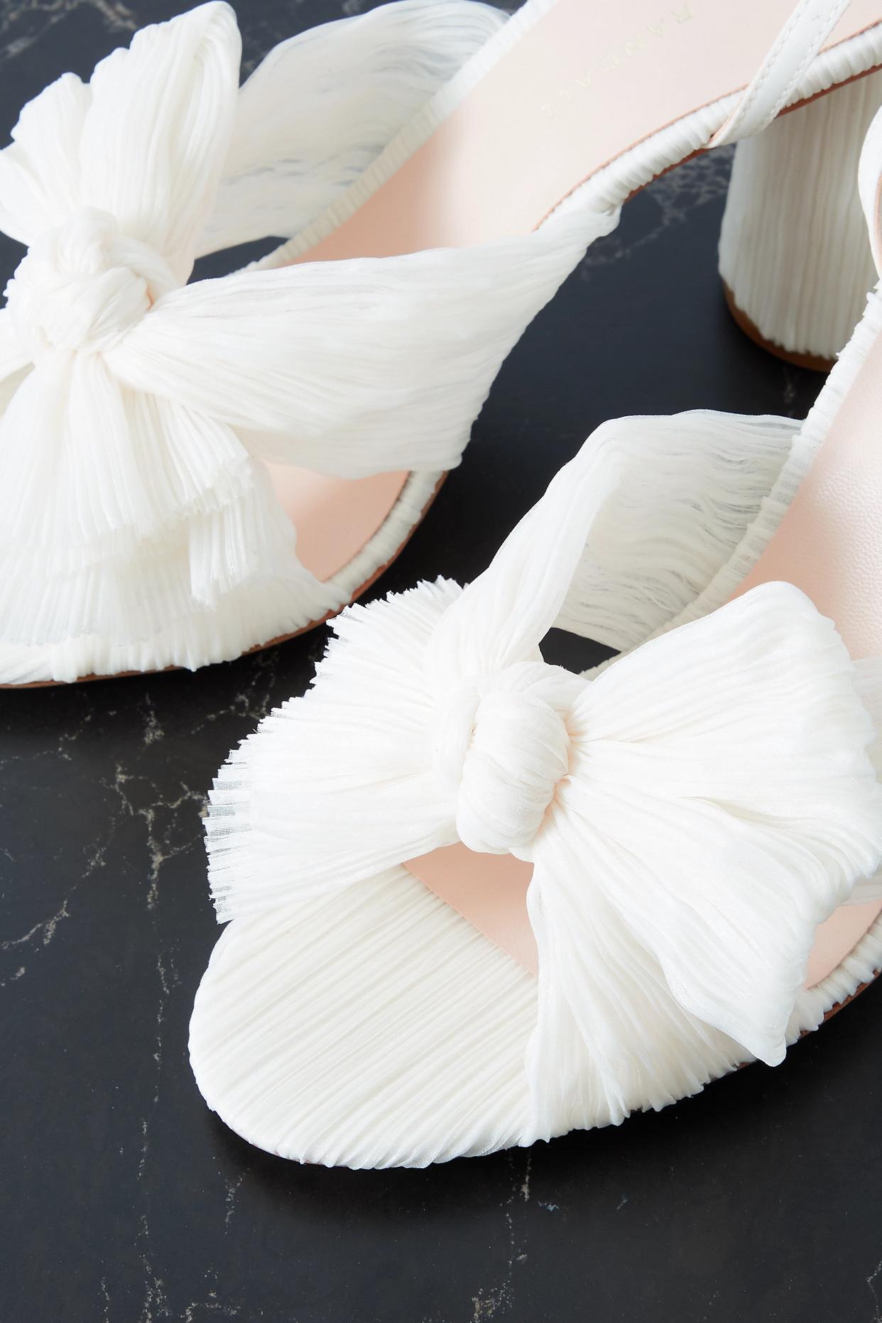 Loeffler Randall Camellia Bow-embellished Plissé-organza Sandals in White |  Lyst UK