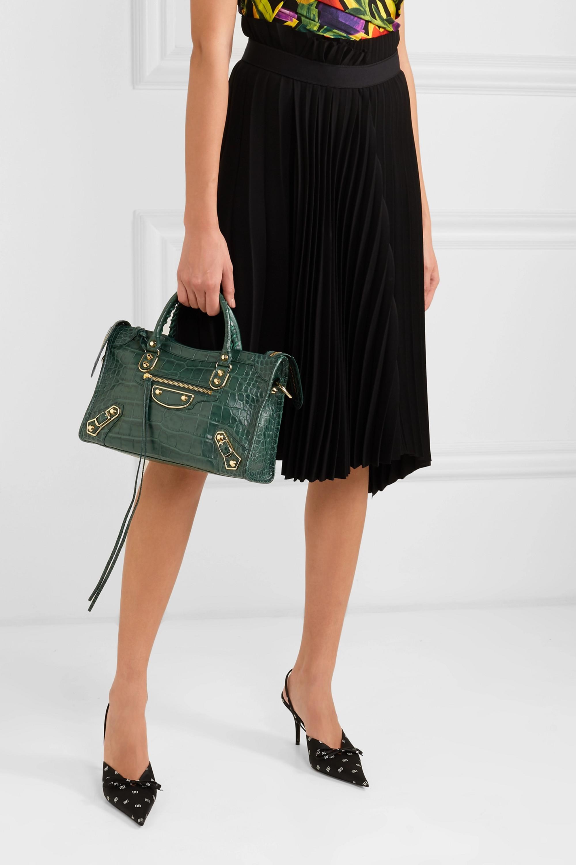 Balenciaga Classic City Small Croc-effect Leather Tote in Army Green  (Green) - Lyst