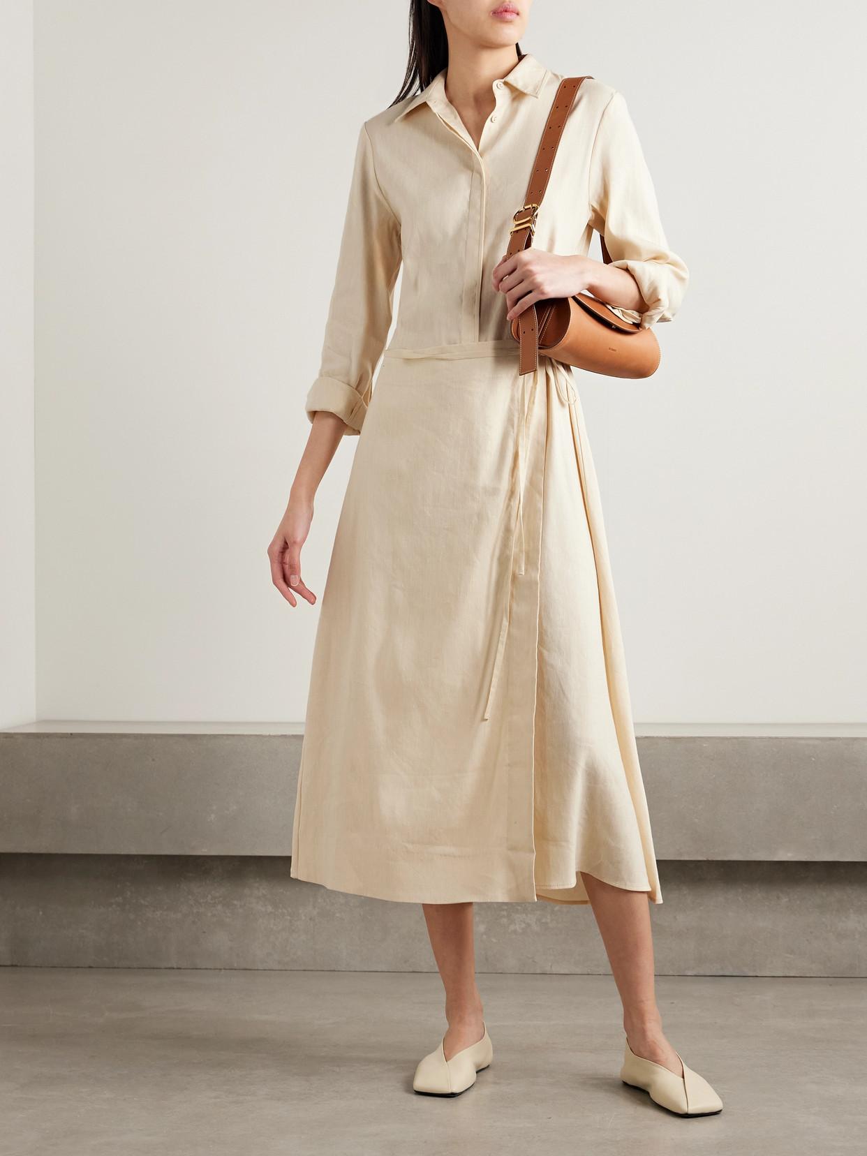 Proenza Schouler Lato Linen-Blend Midi Wrap Dress in Natural Lyst UK