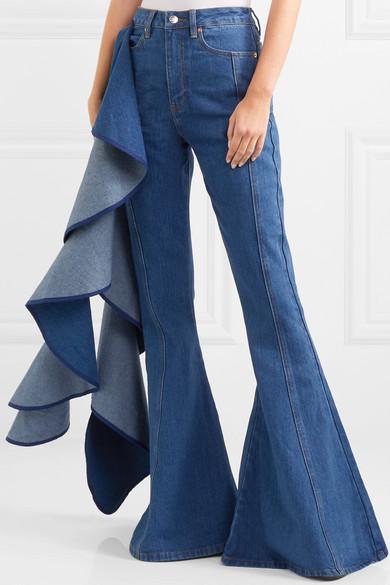 Solace London Denim Trumpet Ruffled 