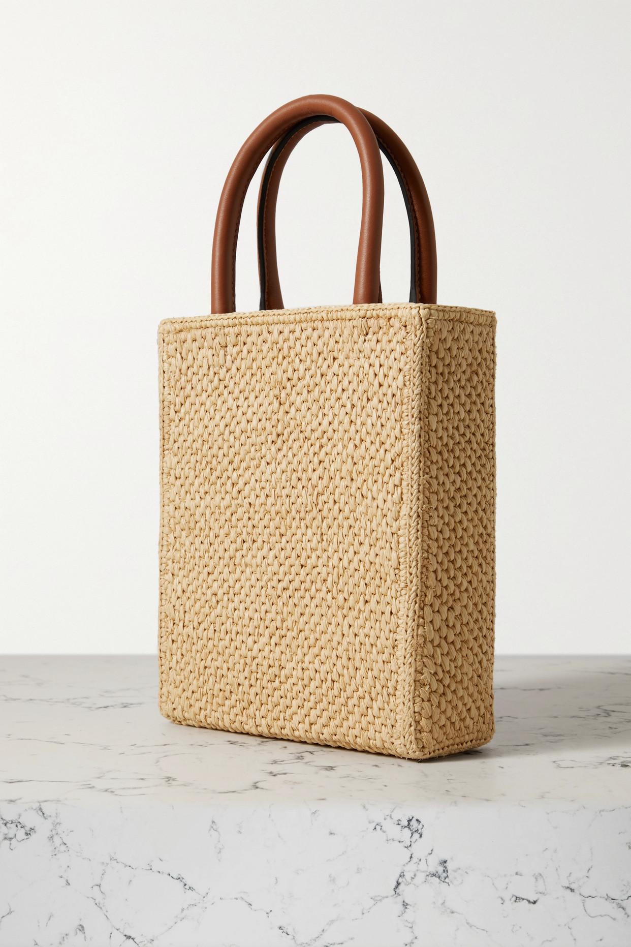 Loewe Leather-trimmed Raffia Tote in Natural | Lyst