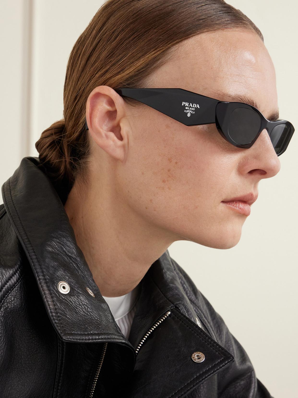 Prada Symbole Cat-Eye Acetate Sunglasses in Black | Lyst