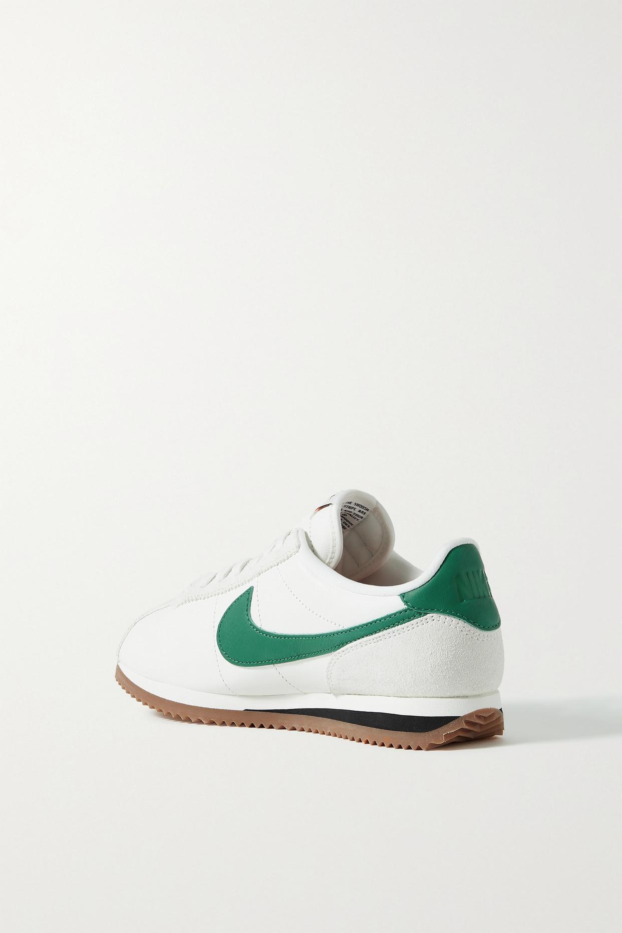 Nike Cortez Suede-trimmed Leather Sneakers in Green | Lyst