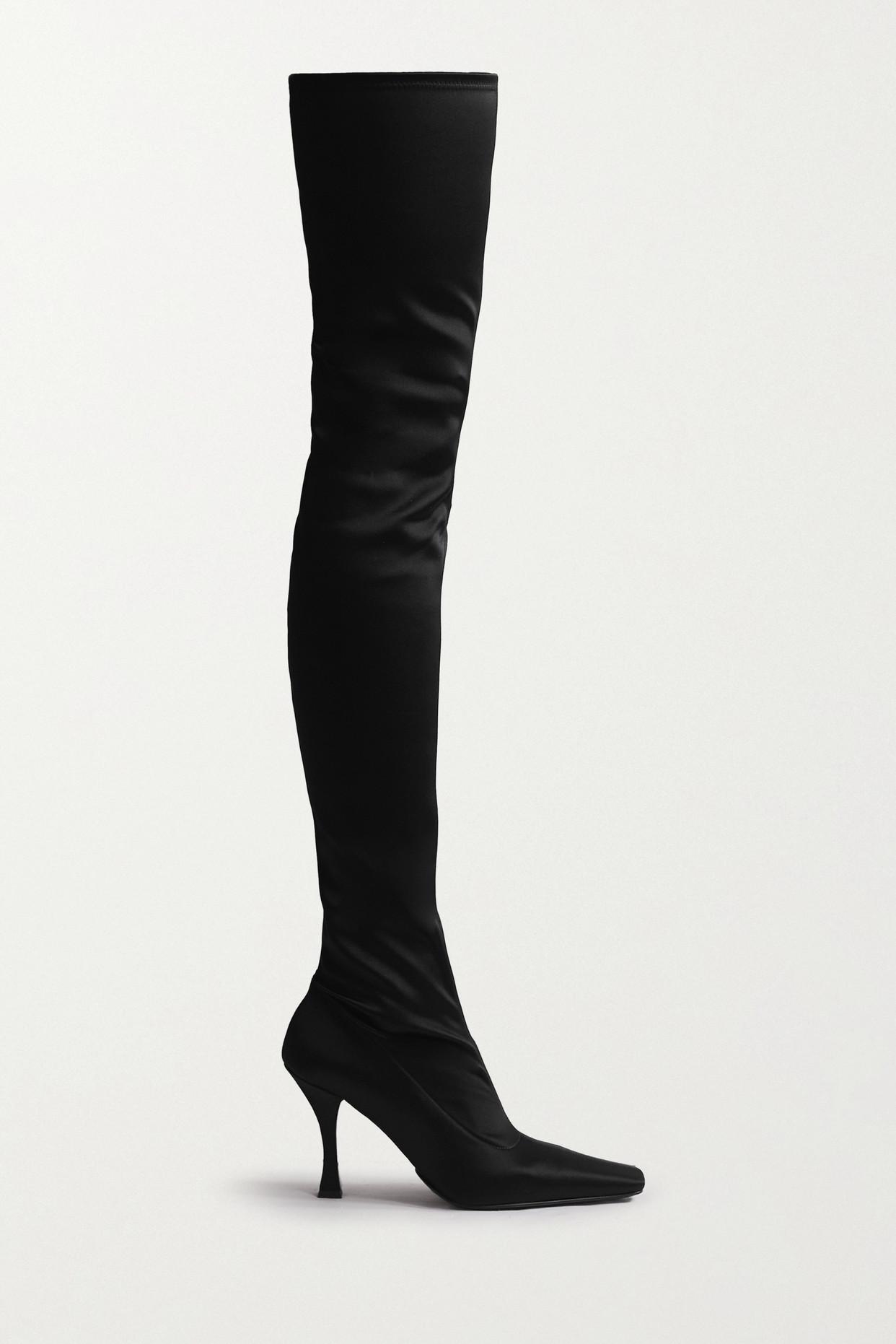 Proenza Schouler Trap Stretch-satin Over-the-knee Boots in Black | Lyst
