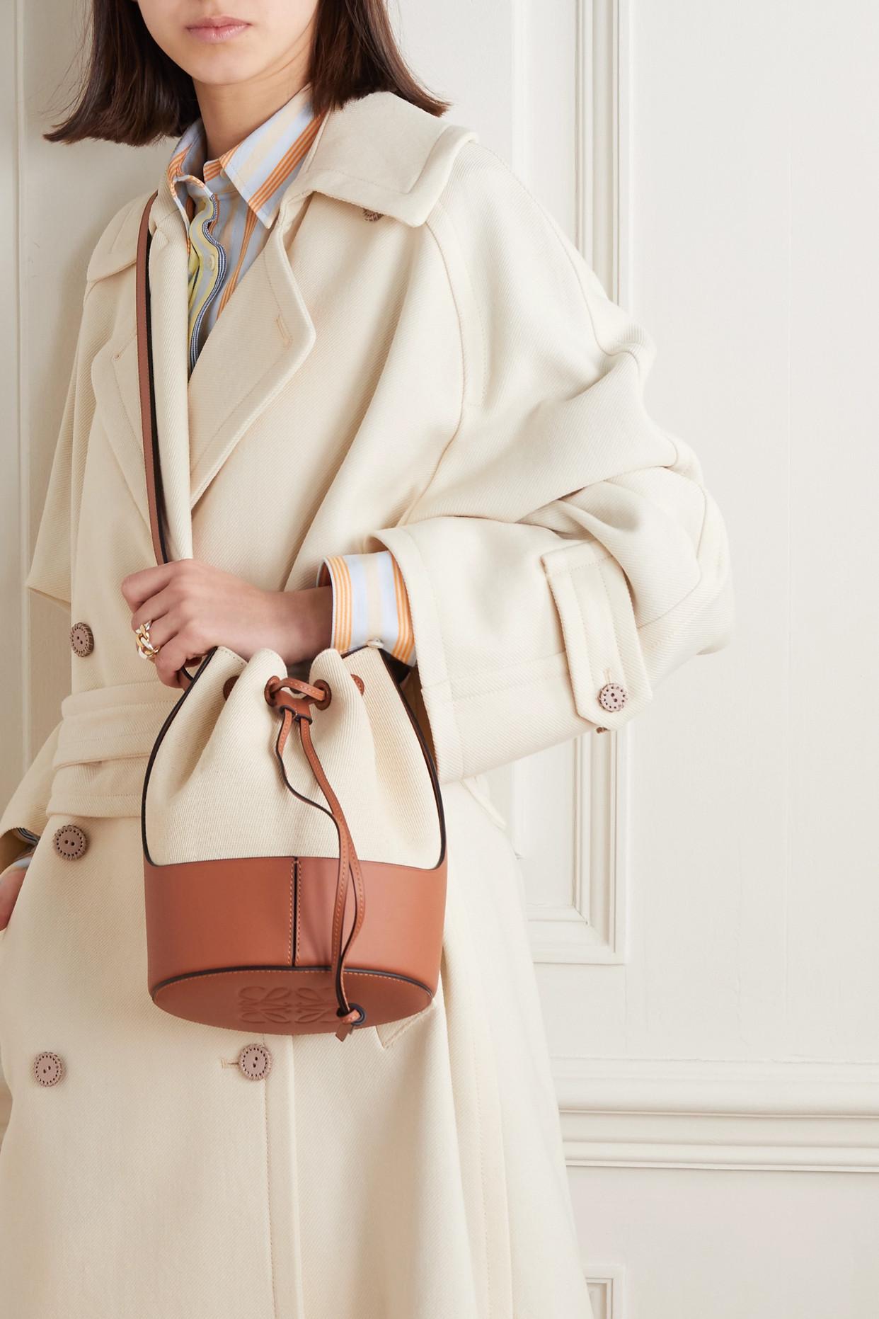 Loewe Balloon Leather And Canvas Shoulder Bag in Natural Lyst