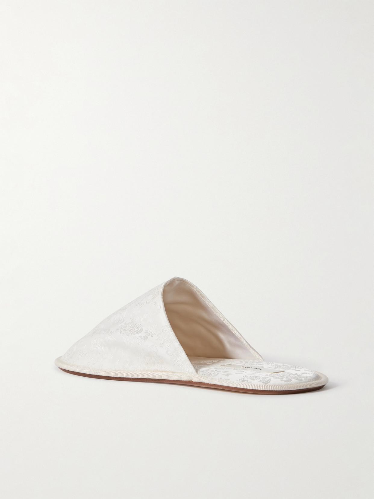 The Row Frances Satin-Jacquard Slippers in White | Lyst