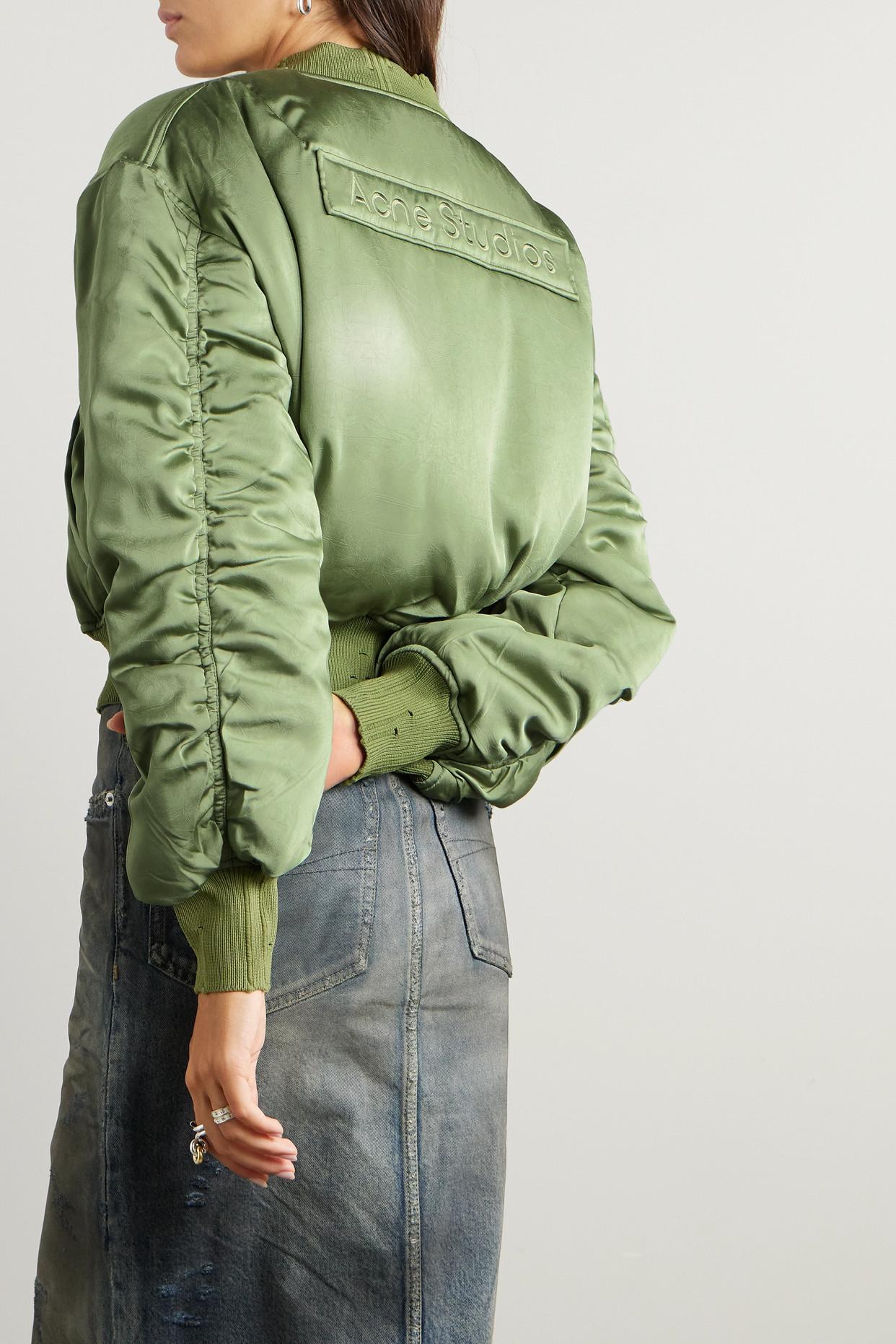 ACNE STUDIOS Embroidered ruched satin bomber jacket