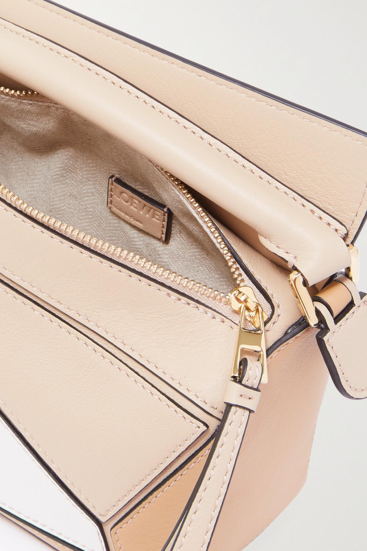 Loewe Puzzle Mini Color-block Textured-leather Shoulder Bag in Natural