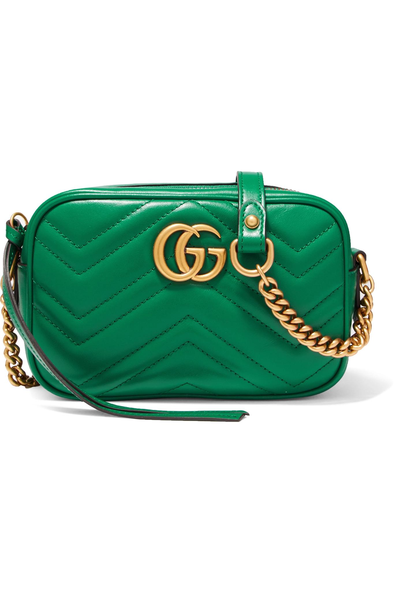 Gucci Gg Marmont Camera Mini Quilted Leather Shoulder Bag in Green | Lyst