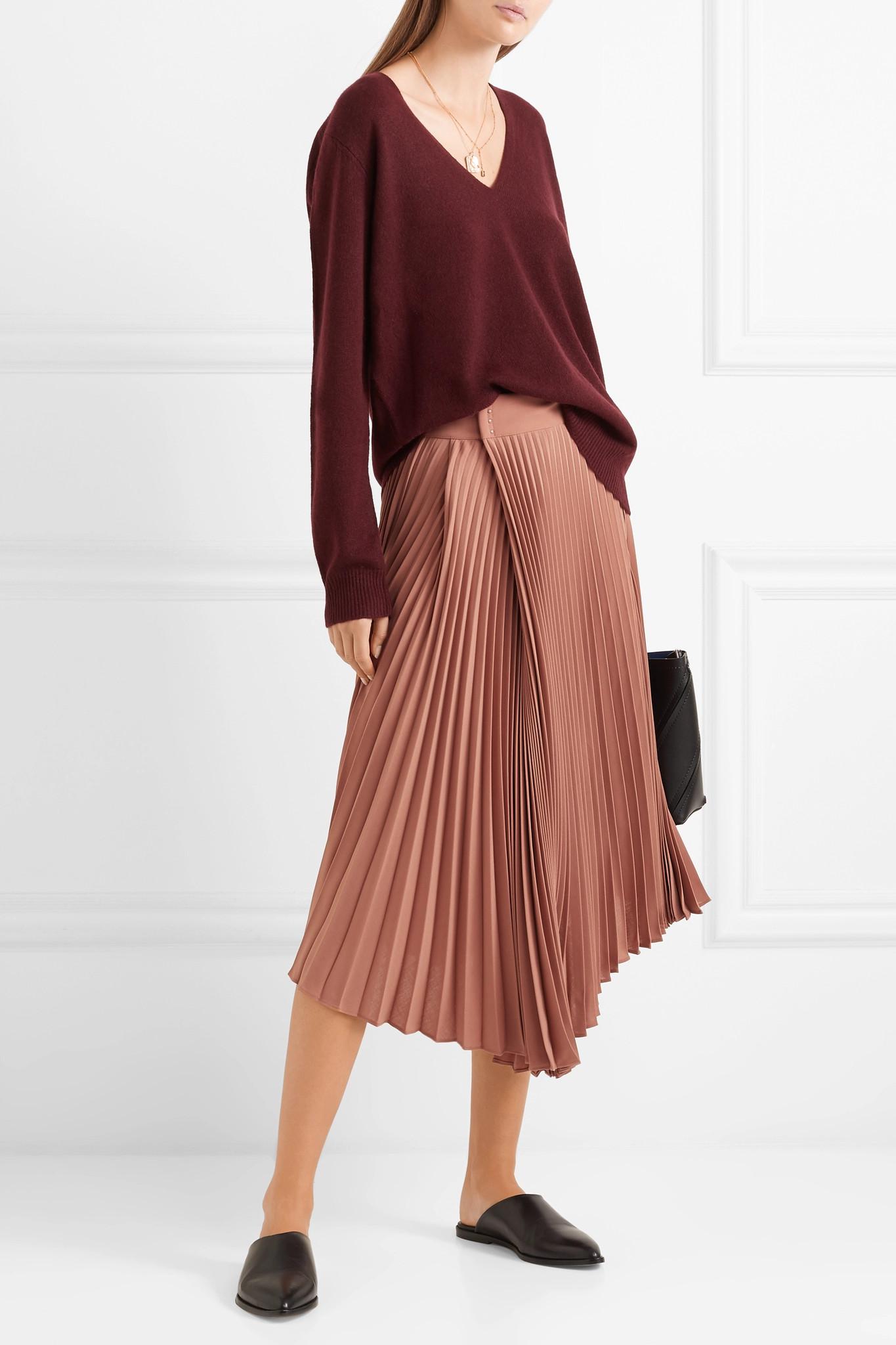 vince women's drape pleated skirt