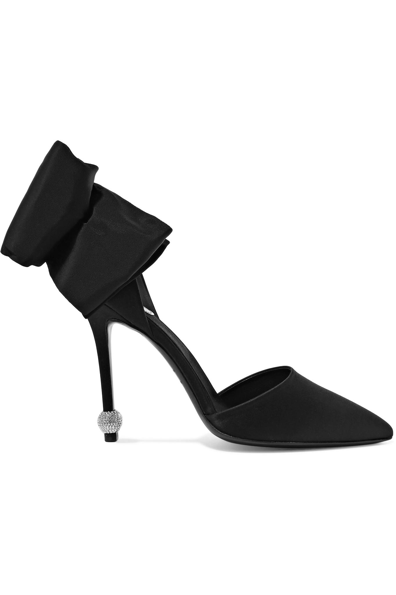Roger Vivier Dorsay Papillon Bow And Crystal-embellished Satin Pumps in Black - Lyst