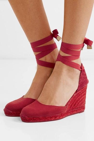 Castañer Carina 80 Canvas Wedge Espadrilles in Red | Lyst