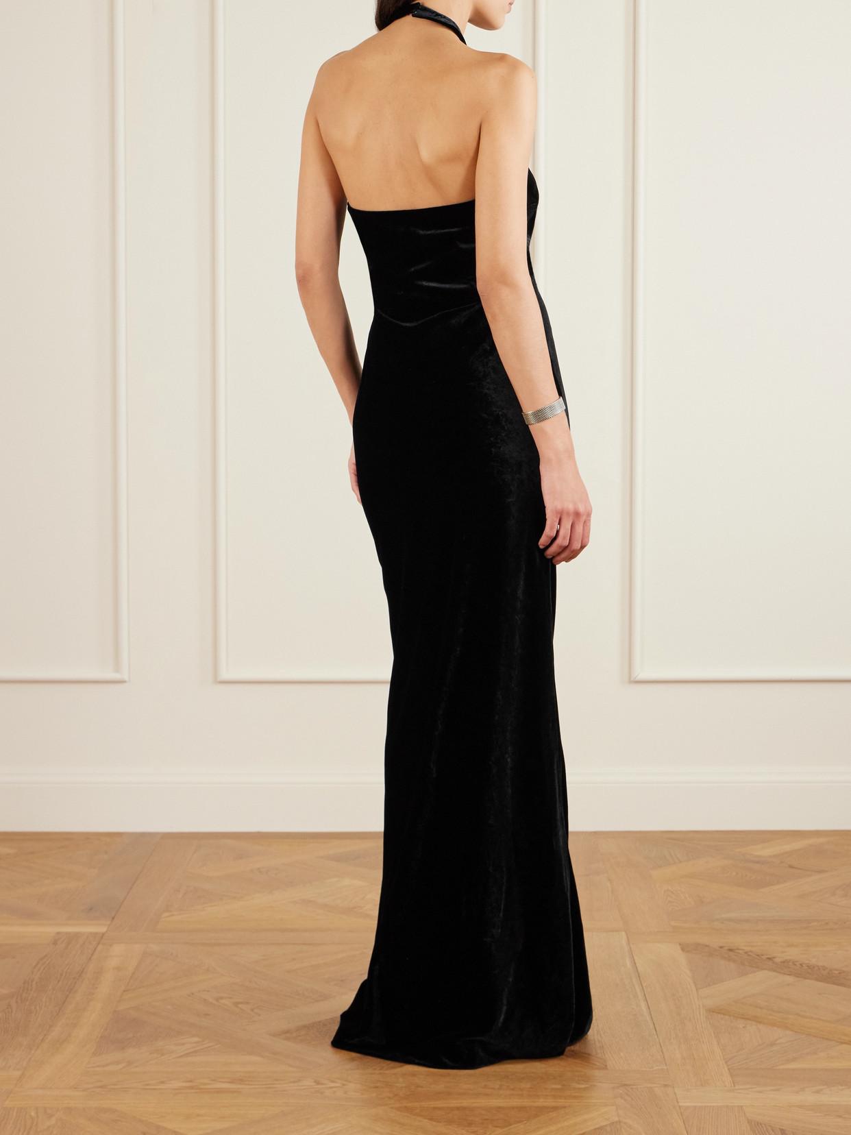 jolene formal glitter velvet dress BERNADETTE Halterneck Maxi in Black PASS