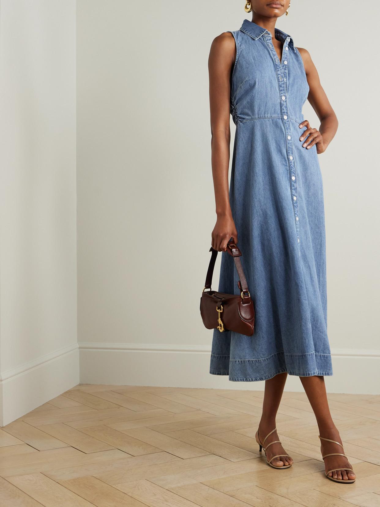 veronica beard fuller denim midi dress Veronica Beard Fuller Denim Midi Shirt Dress in Blue