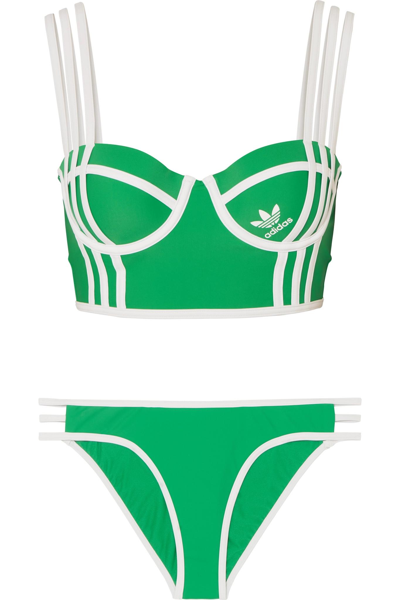 adidas Originals + Ji Won Choi Kendall Striped Bikini in Green | Lyst UK