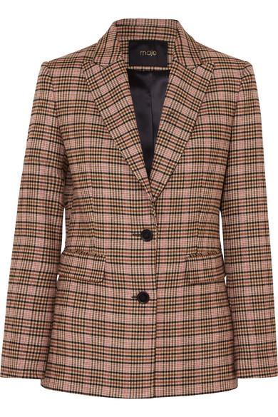 Maje Valilo Checked Tweed Blazer in Brown | Lyst