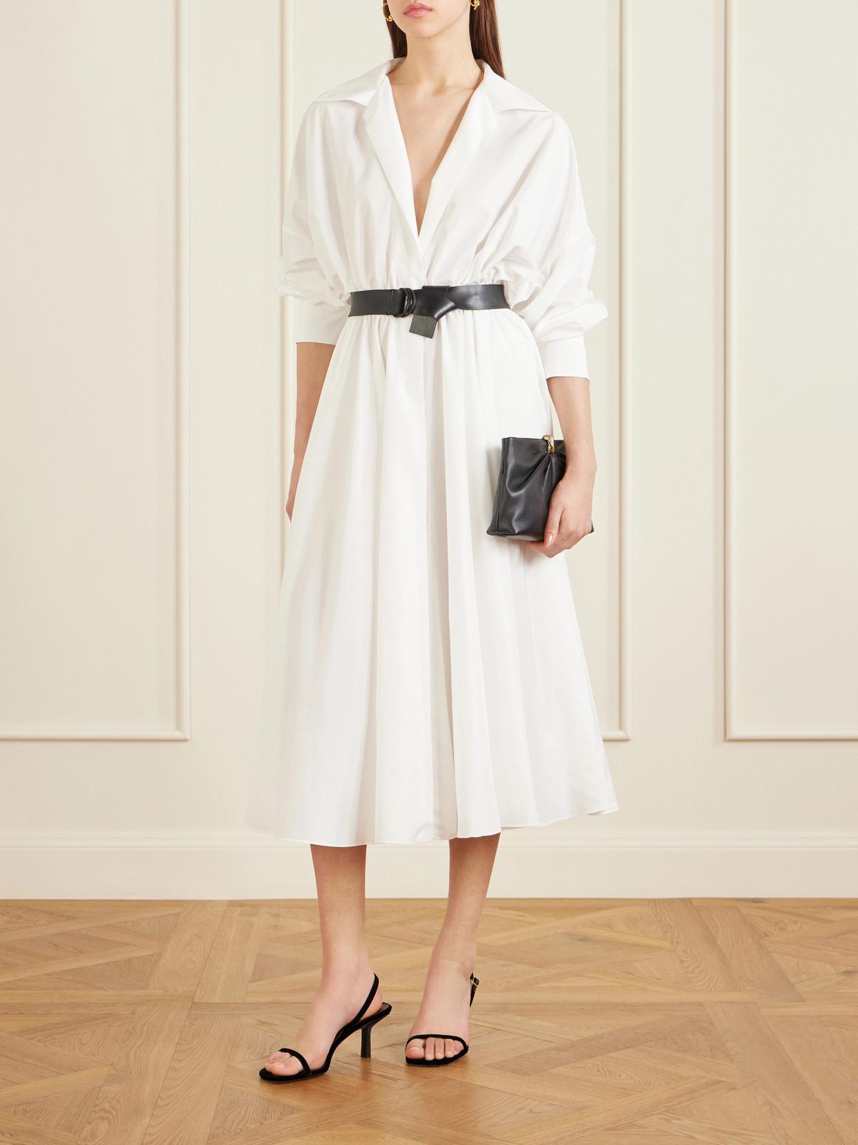 norma kamali white dress Cayla Side Drape Gown and editorial elegance. Norma Kamali Fara sequin-embellished Gown