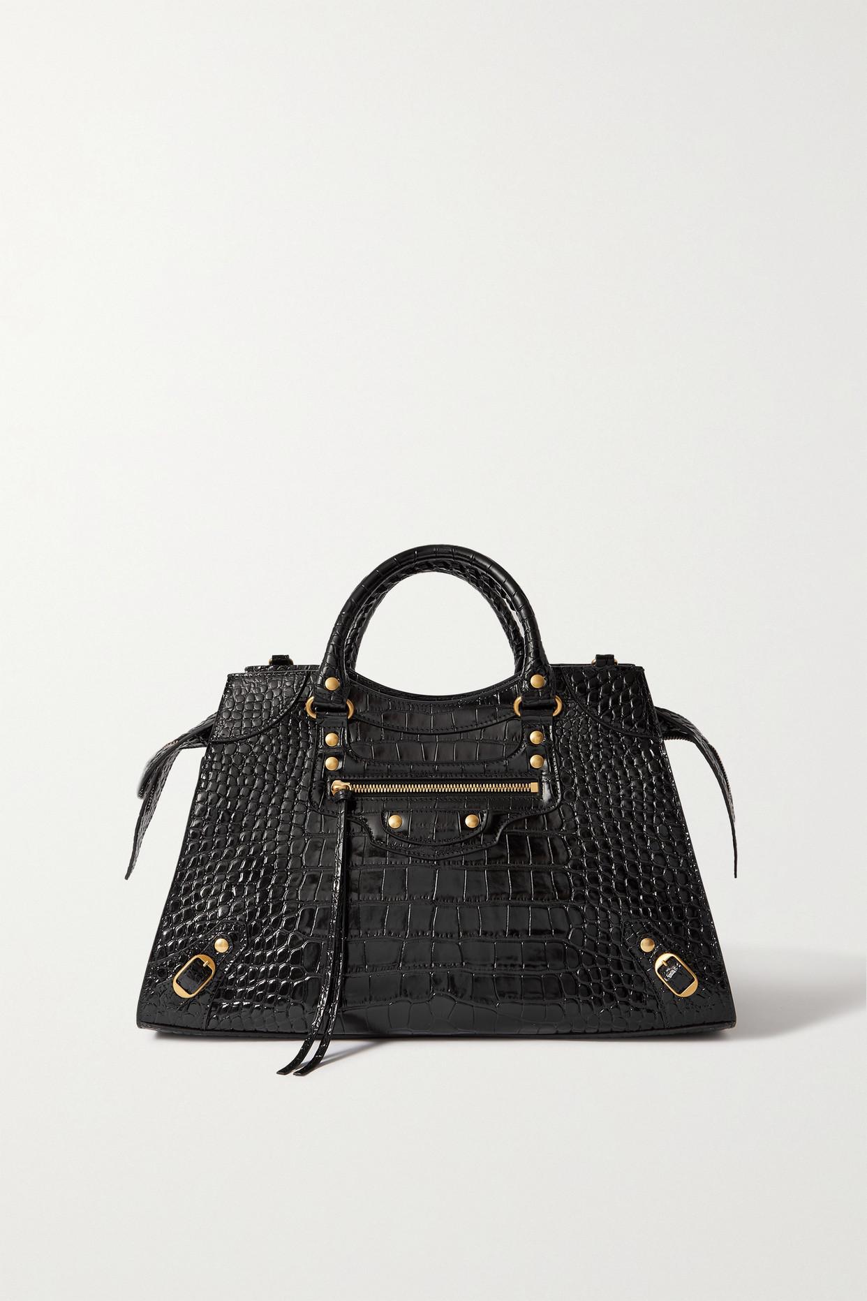 Balenciaga Neo Classic City Medium Croc-effect Patent-leather Tote in Black  | Lyst