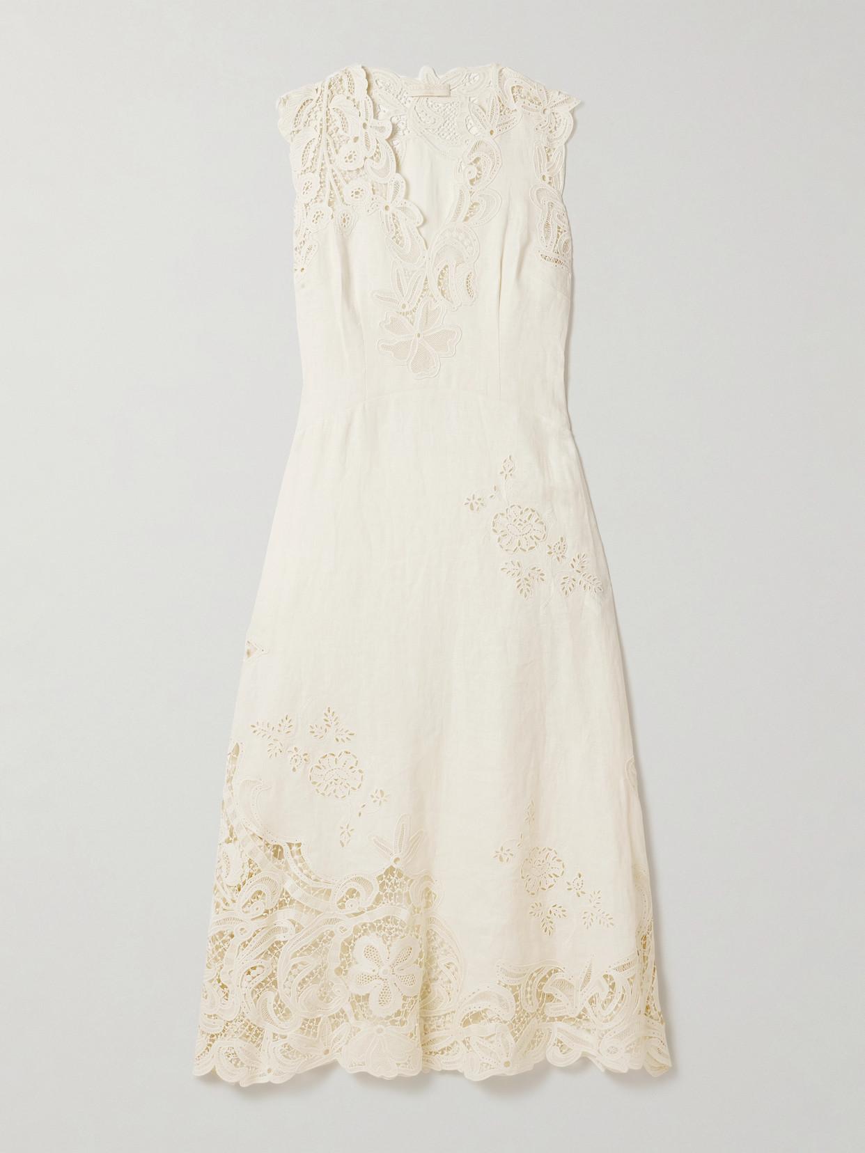 ulla johnson white embroidered sleeveless midi dress Women's Luxury Designer White Dresses