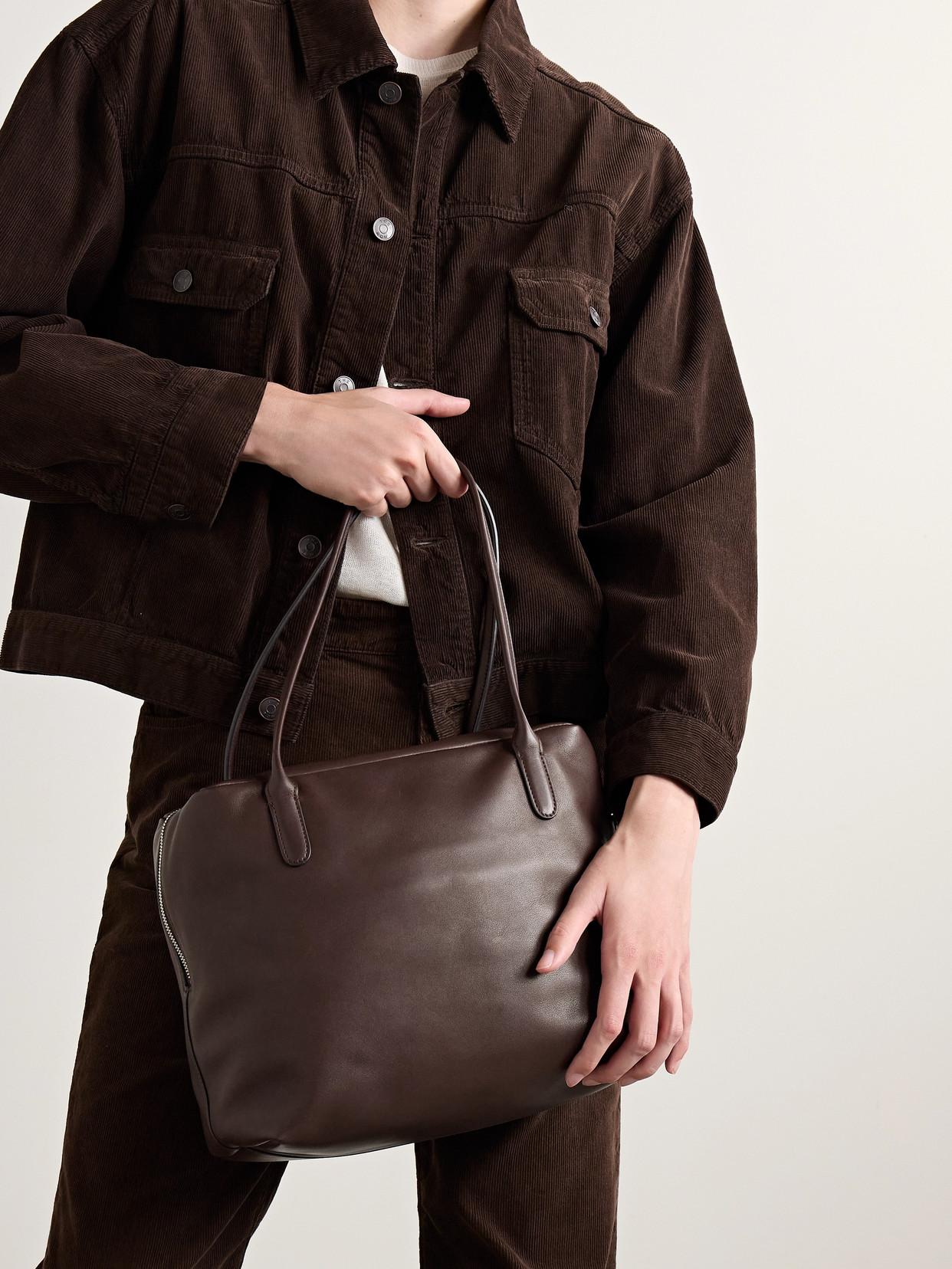 The Row Henri Leather Tote in Brown | Lyst
