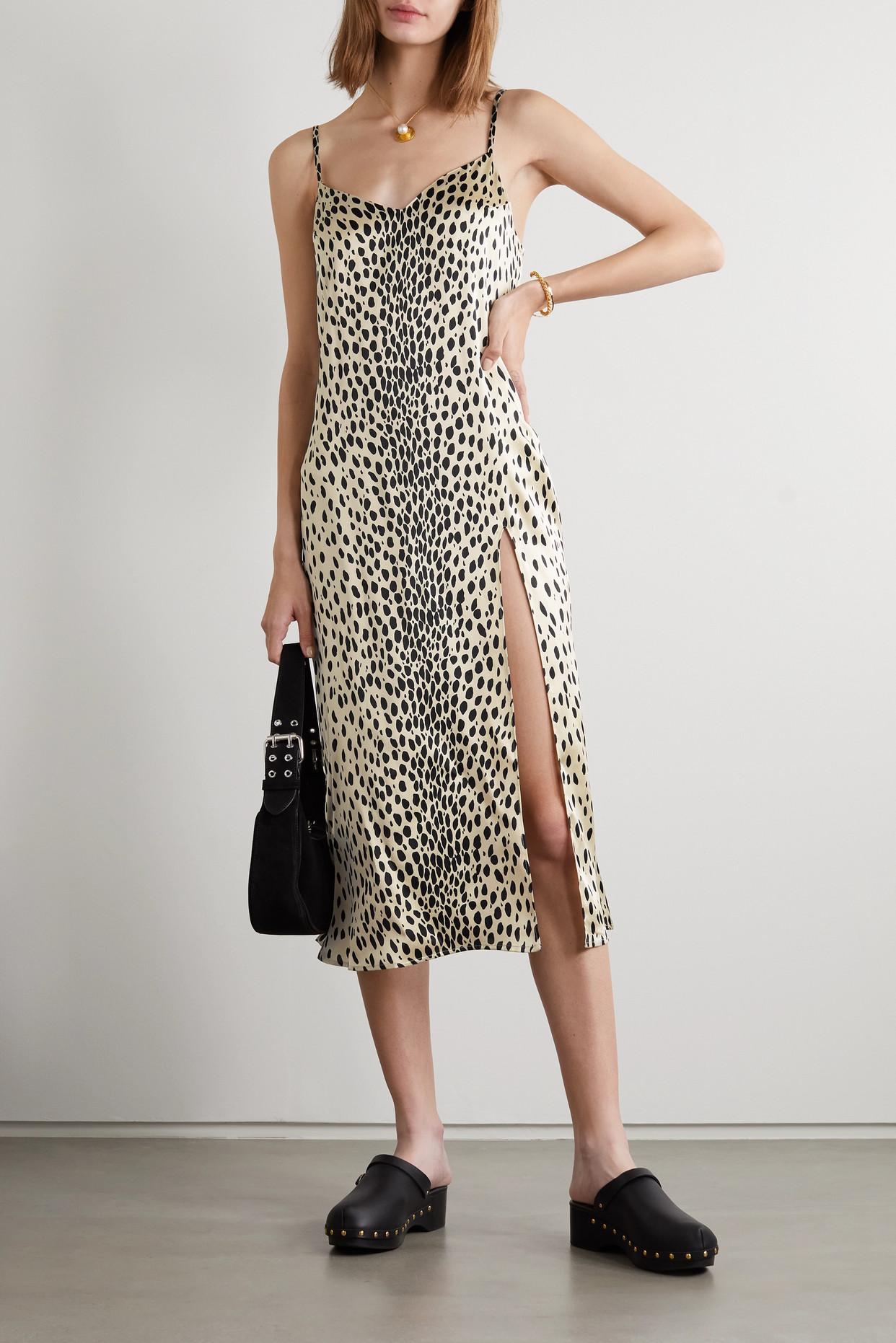 Reformation Britten Cheetah-print Silk-satin Midi Dress | Lyst