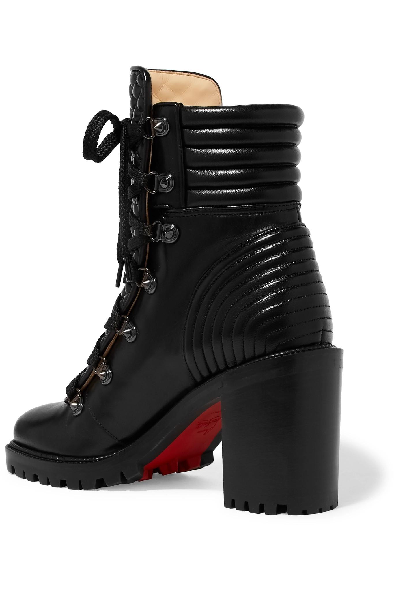 Christian Louboutin Mad 70 Spiked Quilted Leather Ankle Boots in Black |