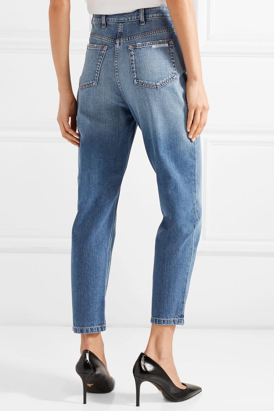 Prada Cropped High-rise Jeans in Blue - Lyst
