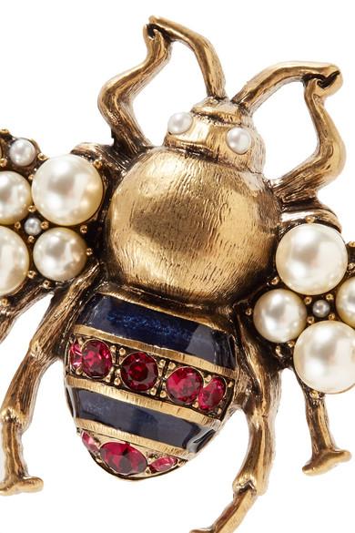 Broche abeille avec cristaux et perles Gucci en coloris Métallisé | Lyst