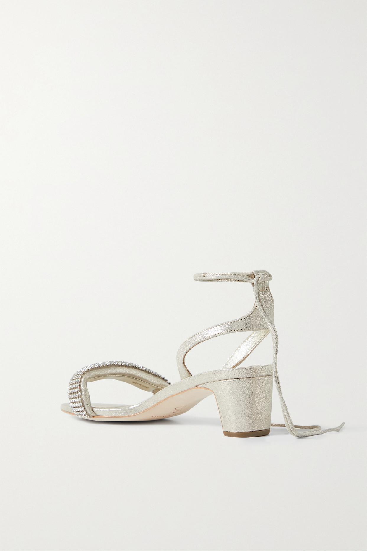 Loeffler Randall Jackie Crystal-embellished Metallic Crinkled-leather  Sandals in Natural | Lyst UK